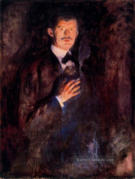  selbst - Selbstporträt mit Zigarette brennen 1895 Edvard Munch
